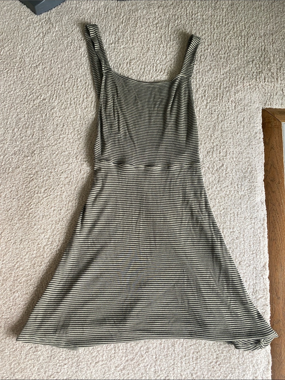 RVCA Black and olive green Striped Midi Tank Dress